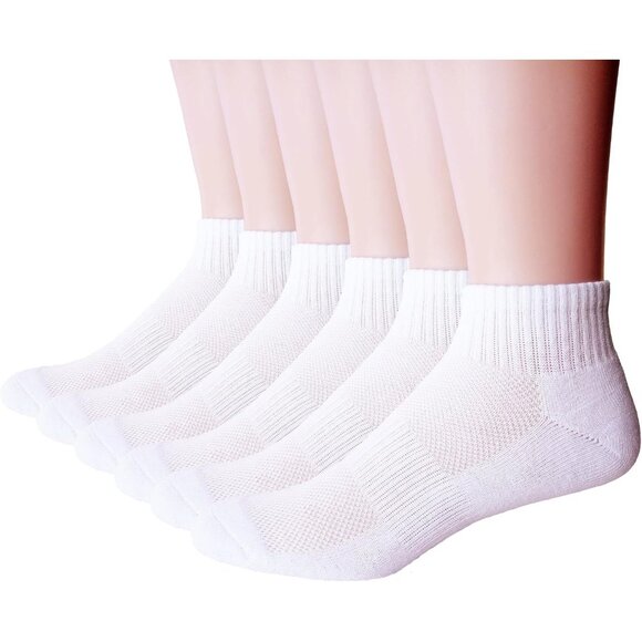 🆕Women White Cotton Athletic Socks 4/6 Pairs Anti-Blister Running Tennis - Picture 1 of 7